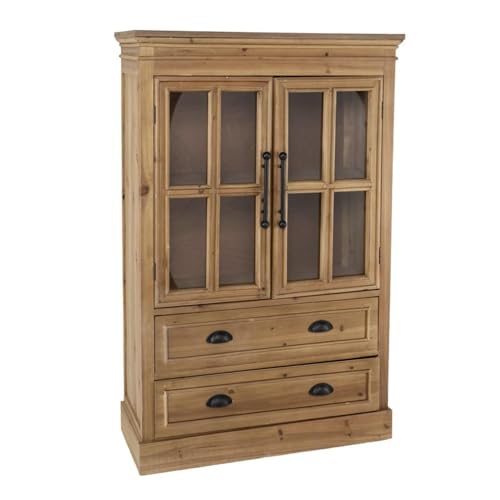 ROCKING GIFTS Vitrine aus braunem Holz mit Glastür und 2 Schubladen, 130 x 84 x 35 cm, dekoratives Möbelstück, rustikal ROCKING GIFTS Vitrine aus braunem Holz mit Glastür und 2 Schubladen, 130 x 84 x 35 cm, dekoratives Möbelstück, rustikal von ROCKING GIFTS