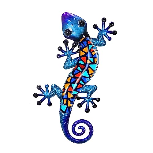 ROCKING GIFTS Wanddeko Eidechse, Gecko, bunt, Mosaik, Metall, 28x15 cm, Terrasse Dekoration, Garten von ROCKING GIFTS