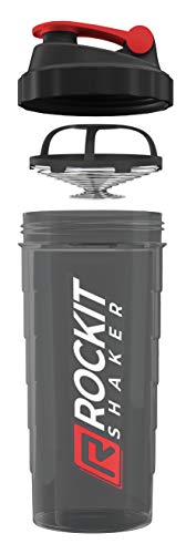 ROCKITZ Protein Shaker | garantiert auslaufsicher | patentiertes Mischsystem | Shaker Proteinpulver - Eiweiß Shaker | Made in Germany | Fitness Trinkflasche | BPA frei (Schwarz | Rot, 900ml) von ROCKITZ