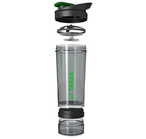 ROCKITZ Protein Shaker 500ml mit Pulverfach - einzigartiges Konzept - dicht + leichte Reinigung + Protein Mischfeder = perfekt cremige Shakes ohne Klumpen – Premium Fitness Shaker Proteinshake von ROCKITZ
