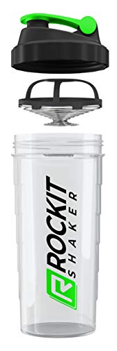 ROCKITZ Protein Shaker | garantiert auslaufsicher | patentiertes Mischsystem | Shaker Proteinpulver - Eiweiß Shaker | Made in Germany | Fitness Trinkflasche | BPA frei (Transparent | Grün, 900ml) von ROCKITZ