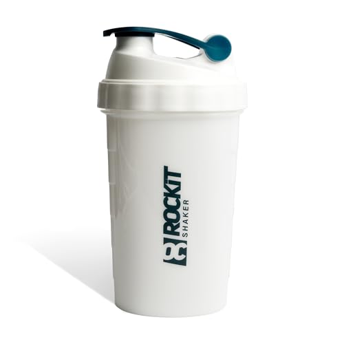 ROCKITZ Protein Shaker | garantiert auslaufsicher | patentiertes Mischsystem | Shaker Proteinpulver - Eiweiß Shaker | Made in Germany | Fitness Trinkflasche | BPA frei (Vollweiß | Kobaltblau, 650ml) von ROCKITZ