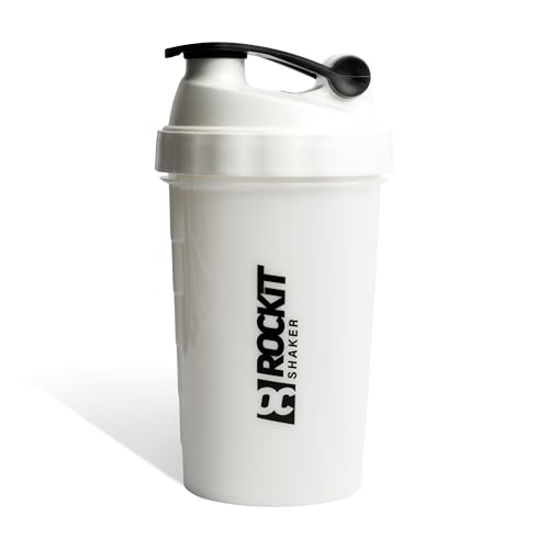 ROCKITZ Protein Shaker | garantiert auslaufsicher | patentiertes Mischsystem | Shaker Proteinpulver - Eiweiß Shaker | Made in Germany | Fitness Trinkflasche | BPA frei (Vollweiß | Schwarz, 650ml) von ROCKITZ