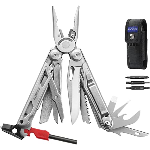 ROCKTOL Multifunktionszange, 22-in-1 Camping-Multitool-Zange mit Feuerstarter, Notfallpfeife, Glasbrecher, Sicherheitsverriegelung und Nylonscheide für Überleben, Camping, Jagd, Wandern ROCKTOL Multifunktionszange, 22-in-1 Camping-Multitool-Zange mit Feuerstarter, Notfallpfeife, Glasbrecher, Sicherheitsverriegelung und Nylonscheide für Überleben, Camping, Jagd, Wandern von ROCKTOL