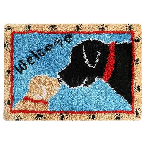 ROCKY&CHAO Knüpfteppich Zum Selber knüpfen, Knüpfsets Latch Hook Kit Selbst Knüpfen Set für Kinder und Erwachsene (Labrador) 60 * 40cm von ROCKY&CHAO