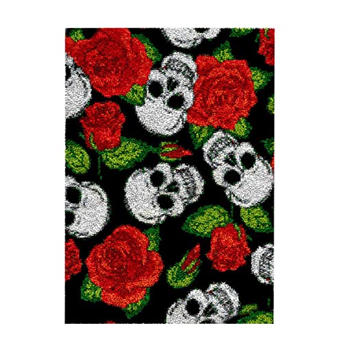 ROCKY&CHAO DIY-Knüpfhaken Teppich-Set für Erwachsene und Kinder - Kreuzstich-Set Teppichherstellung Heimdekoration 50 x 38 cm (Zarte und Tropfende Rosen) von ROCKY&CHAO