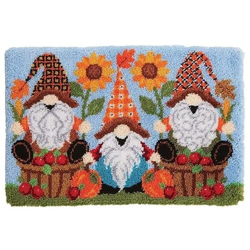 ROCKY&CHAO Knüpfhaken-Teppich-Set DIY-Knüpfhaken Teppichherstellungs für Erwachsene Kinder Kreuzstich Teppichherstellung Heimdekoration 50 * 38cm(Zwerge und Blumen von ROCKY&CHAO