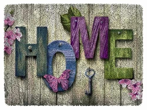 ROCKY&CHAO Knüpfhaken-Teppich-Set DIY-Knüpfhaken Teppichherstellungs für Erwachsene Kinder Kreuzstich Teppichherstellung Heimdekoration 60 * 42 cm（HEIM） von ROCKY&CHAO