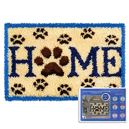 ROCKY&CHAO Knüpfteppich Zum Selber knüpfen, Knüpfsets Latch Hook Kit Selbst Knüpfen Set für Kinder und Erwachsene (home) 60 * 40cm von ROCKY&CHAO