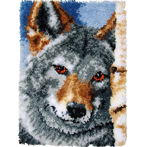 ROCKY&CHAO Wolfsteppich-Set, DIY-Knüpfhaken-Teppich, Macrame-Teppich, 50 * 38cm Acrylwolle Polyester, für Erwachsene und Kinder, unisex, nicht zusammenklappbar von ROCKY&CHAO