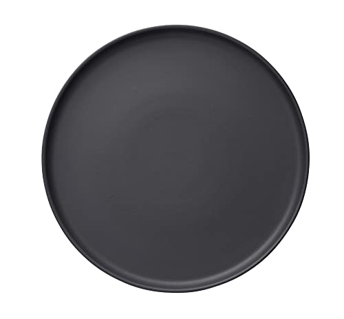 ROCKZZERO 4 Pizzateller im Set - Steingut, spülmaschinenfest und temperaturbeständig - Tellerset aus umweltfreundlichen Rohstoffen - Schwarz - 33 cm Durchmesser von ROCKZZERO