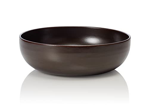 ROCKZZERO Salatschüssel - Steingut, spülmaschinenfest und temperaturbeständig - Bowl aus umweltfreundlichen Rohstoffen - Braun - 26 cm Durchmesser - 8,5 cm Höhe - 2000 ml von ROCKZZERO