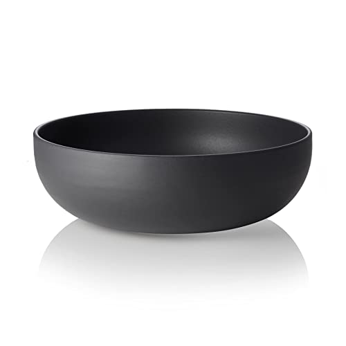 ROCKZZERO Salatschüssel - Steingut, spülmaschinenfest und temperaturbeständig - Bowl aus umweltfreundlichen Rohstoffen - Schwarz - 26 cm Durchmesser - 8,5 cm Höhe - 2000 ml von ROCKZZERO