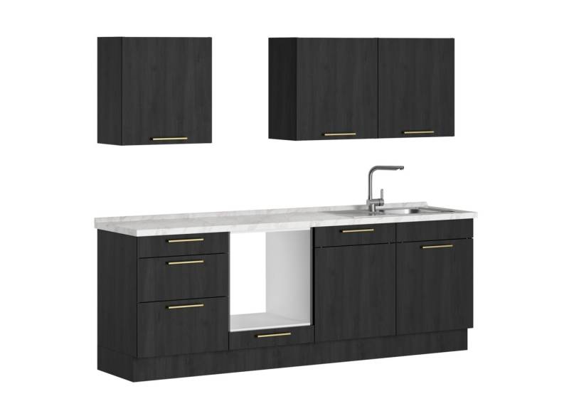 ROCTOR Küchenzeile RT7002 Toronto Eiche schwarz / AP Spachtelbeton graphit - 240 cm Breit, Ohne E-Geräte, Inkl. Abfalleimersystem ROCTOR Küchenzeile RT7002 Toronto Eiche schwarz / AP Spachtelbeton graphit - 240 cm Breit, Ohne E-Geräte, Inkl. Abfalleimersystem von ROCTOR