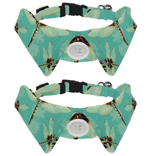 2 Stück Libellen-Hundehalsband mit Fliege, verstellbares Welpenhalsband, Haustier-Smokingfliegen für Katzen, Hunde, Kaninchen von RODAILYCAY