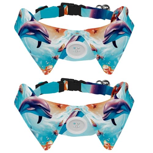 2 Stück kleines Hundehalsband, Delfin, verstellbares Katzenhalsband mit Fliegen, niedliche Haustier-Fliege für mittelgroße Hunde, Katzen, Welpen von RODAILYCAY