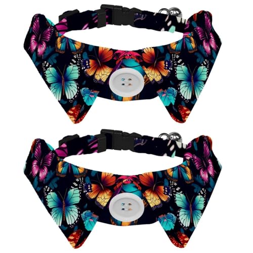 2 x Welpenhalsband, schöne Schmetterlings-Fliege, verstellbare Katzen-Fliege, Halsband für kleine, mittelgroße Hunde, Katzen, Haustiere, Kaninchen, 2 Stück von RODAILYCAY