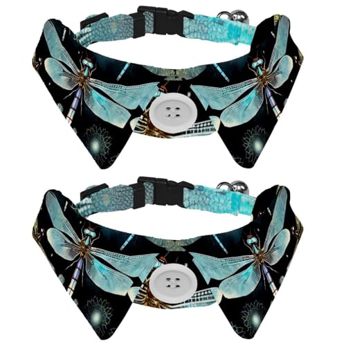 Dragonfly 2 Stück Welpenhalsbänder, Revers-Stil, Pfoten-Hundehalsband mit Krawatte, verstellbare Haustier-Fliegen für kleine, mittelgroße Hunde und Katzen von RODAILYCAY