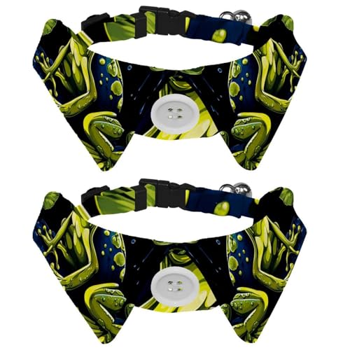 Frosch-Hundehalsband mit Fliege, verstellbar, niedliches Revers-Design, Fliege, Haustierhalsband für kleine Hunde, Welpen und Katzen, 2 Packungen von RODAILYCAY