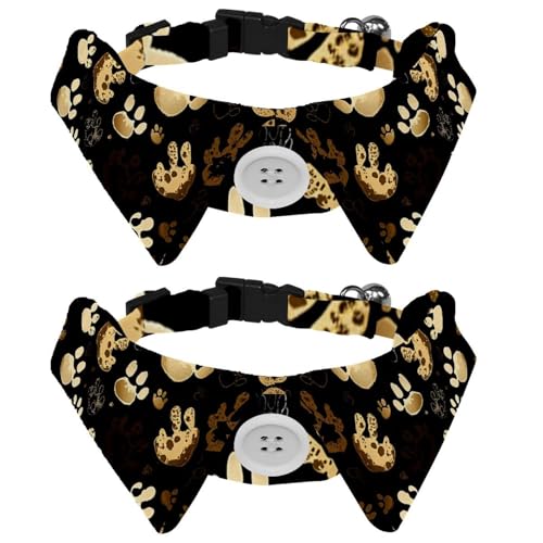Hundehalsbänder für mittelgroße Hunde, Hundepfotenabdruck, Katzenfliege mit Schnalle, Halsband-Shirts für Haustierfliegen, Halsumfang 28,4–31 cm, 2 Stück von RODAILYCAY