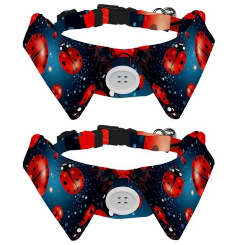 Ladybug 2 Stück Welpenhalsbänder, Revers-Stil, Pfoten-Hundehalsband mit Krawatte, verstellbare Haustier-Fliege für kleine, mittelgroße Hunde und Katzen von RODAILYCAY