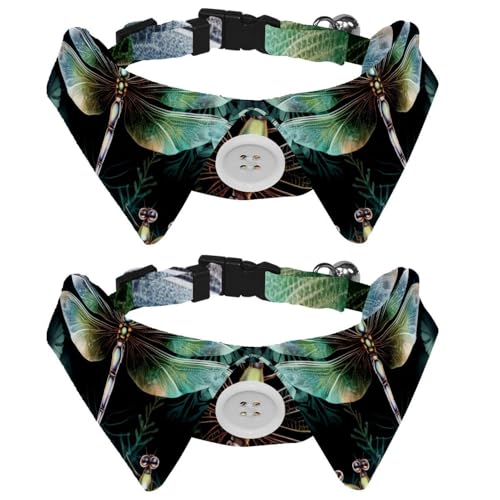 Libellen-Hundehalsbänder für mittelgroße Hunde, Katzenfliege mit Schnalle, Halsband-Shirts für Haustier-Fliegen, Halsumfang 28,4–31 cm, 2 Stück von RODAILYCAY