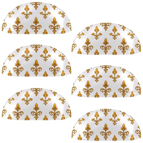 RODAILYCAY 6 Packungen Fleur de Lis Iris Küchenschrank-Schubladengriffe, Schrankgriffe mit Doppellöchern, Schrankknöpfe für Kommoden, Schubladen, Möbelbeschläge von RODAILYCAY