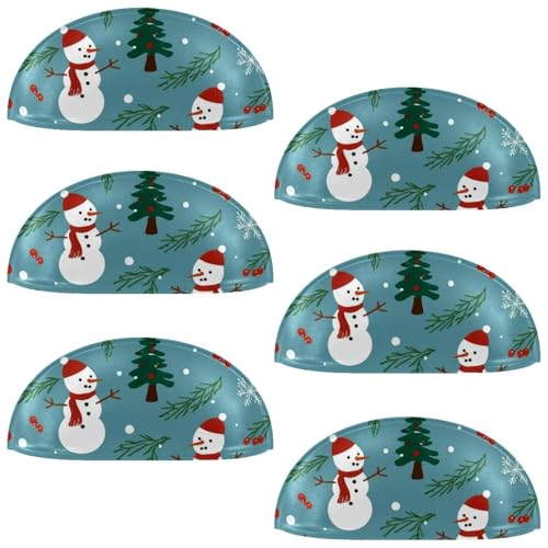 RODAILYCAY 6 Packungen Küchenschrankknauf, Weihnachtsschneemann-Baum, Schubladengriffe, Schrankgriffe mit Doppellöchern, Kommodenknöpfe für Schublade, Schrank, Kleiderschrank von RODAILYCAY