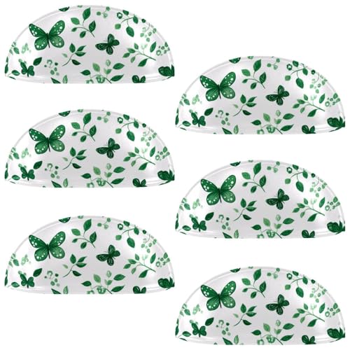 RODAILYCAY 6 Packungen grüne Schmetterlings-Blumen-Schubladengriffe, Schrankgriffe mit Doppellöchern, Kommodenknöpfe für Schublade, Schrank, Kleiderschrank von RODAILYCAY