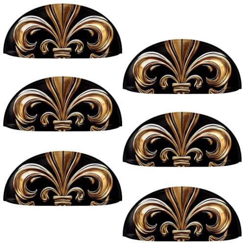 RODAILYCAY 6 Stück Fleur de Lis Iris Küchenschrank-Schubladengriffe, Schrankgriffe mit Doppellöchern, Schrankknöpfe für Kommoden, Schubladen, Möbelbeschläge von RODAILYCAY