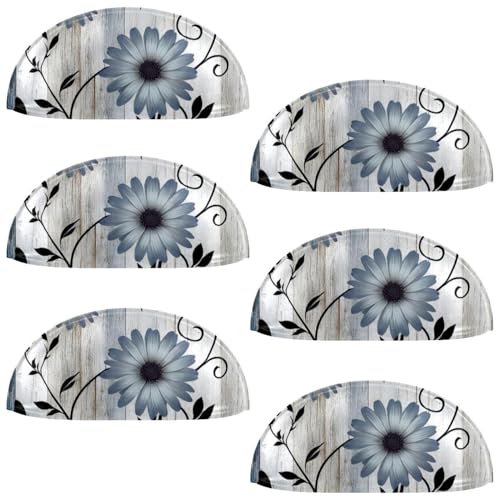 RODAILYCAY 6 Stück Gänseblümchen Schmetterling auf alten hölzernen Schubladenknäufen, Schrankknäufen, Kommodengriffe, Schubladengriffe für Küchen- und Badezimmerschränke von RODAILYCAY
