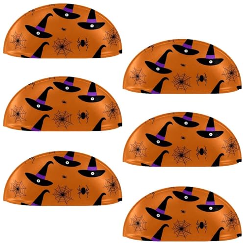 RODAILYCAY 6 Stück Halloween-Hexenhut-Küchenschrankknöpfe, Schubladenknöpfe, Ziehgriffe für Schränke und Schubladen, Kommoden, Schubladengriffe, Schrank-Hardware von RODAILYCAY