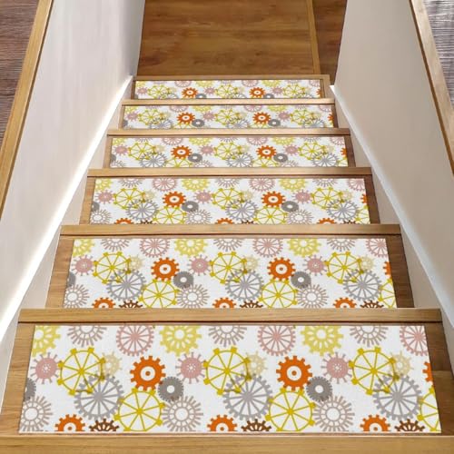 RODAILYCAY Clock Parts Muster 15 Stück Stufenmatten Teppich rutschfest 76 x 20 cm Treppenstufen für Holzstufen Innenbereich, Einfassung, Staicase Läufer Teppich Matte für Kinder, Ältere und Hunde von RODAILYCAY