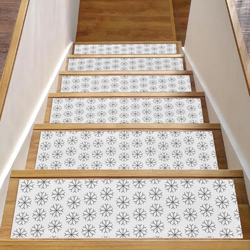 RODAILYCAY Rutschfeste Teppich-Stufenmatten mit Schneeflocken, 20,3 x 76,2 cm, 15 Stück, Sicherheits-Treppenläufer, Teppich, selbstklebend, für Kinder, ältere Menschen und Haustiere RODAILYCAY Rutschfeste Teppich-Stufenmatten mit Schneeflocken, 20,3 x 76,2 cm, 15 Stück, Sicherheits-Treppenläufer, Teppich, selbstklebend, für Kinder, ältere Menschen und Haustiere von RODAILYCAY