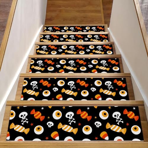 RODAILYCAY Rutschfester Teppich, Stufenmatten mit Aufschrift "Happy Halloween", 20,3 x 76,2 cm, 15 Stück, Sicherheitstreppenläufer, Teppich, selbstklebend, für Kinder, ältere Menschen und Haustiere RODAILYCAY Rutschfester Teppich, Stufenmatten mit Aufschrift "Happy Halloween", 20,3 x 76,2 cm, 15 Stück, Sicherheitstreppenläufer, Teppich, selbstklebend, für Kinder, ältere Menschen und Haustiere von RODAILYCAY