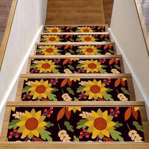 RODAILYCAY Rutschfester Teppich, Treppenläufer, Vintage-Stil, Herbst-Stil, selbstklebend, für Kinder, ältere Menschen und Haustiere, 20,3 x 76,2 cm, 15 Stück von RODAILYCAY