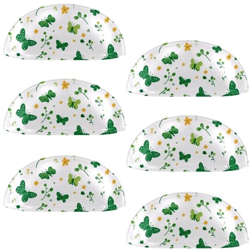 RODAILYCAY Schrankgriffe für Küchenschubladen, grünes Schmetterlings-Blumenmuster, Schrankgriffe mit Doppellöchern, Kommoden, Schubladenknöpfe für Schrank, Schrank, Kleiderschrank, 6 Stück von RODAILYCAY