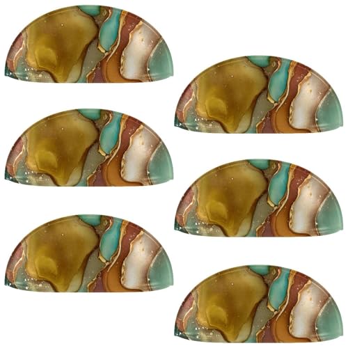 RODAILYCAY Schrankgriffe mit Marmor-Texturmuster, Schubladenknöpfe, Muschelförmige Schubladengriffe für Küche, Schrank, Kleiderschrank, Möbelbeschläge, 6 Stück von RODAILYCAY