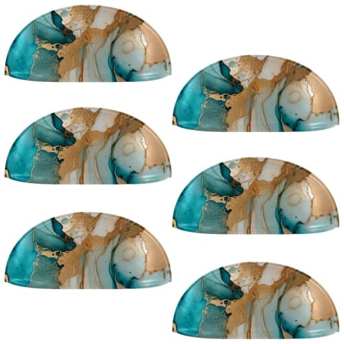 RODAILYCAY Schrankgriffe mit bunten Marmorstrukturen, für Küchenschubladen, Schrankgriffe mit Doppellöchern, Kommoden, Schubladenknöpfe für Schrank, Kleiderschrank, 6 Stück von RODAILYCAY