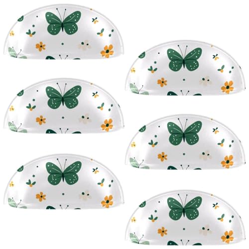 RODAILYCAY Schrankknauf, Motiv: grüner Schmetterling und Blume, 8,9 cm, moderne Küchenschrankgriffe mit Schrauben, Schubladengriffe für Schrank, Tür, 6 Stück RODAILYCAY Schrankknauf, Motiv: grüner Schmetterling und Blume, 8,9 cm, moderne Küchenschrankgriffe mit Schrauben, Schubladengriffe für Schrank, Tür, 6 Stück von RODAILYCAY
