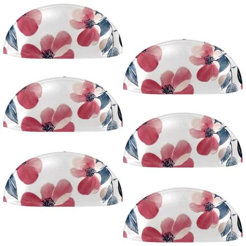RODAILYCAY Schrankknöpfe, Aquarell-Blume, 8,9 cm, moderne Küchenschrankgriffe mit Schrauben, Schubladengriffe für Schrank, Tür, 6 Stück von RODAILYCAY