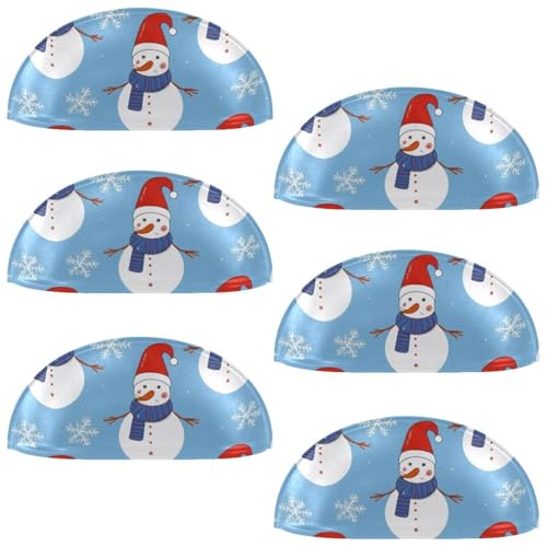 RODAILYCAY Schubladengriffe, Küchengriffe, Weihnachtsschneemann, halbkreisförmige Schubladengriffe und Knäufe, Doppellochgriff für Schublade, Schrank, Kleiderschrank, 6 Stück von RODAILYCAY