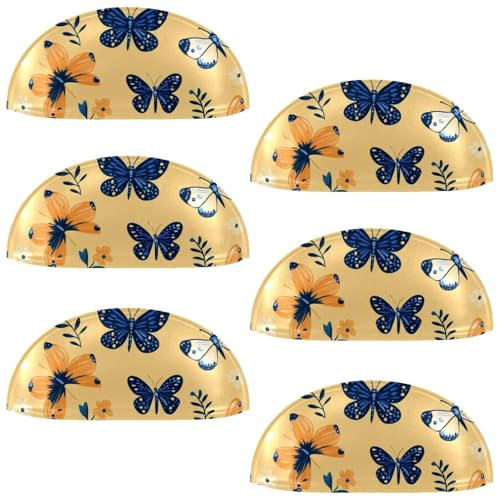 RODAILYCAY Schubladengriffe, Küchengriffe, bunte Schmetterlinge mit Blumenmuster, halbkreisförmige Schubladengriffe und Knäufe, Doppellochgriff für Schubladen, Schrank, Kleiderschrank von RODAILYCAY