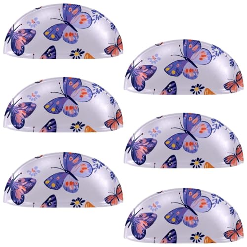 RODAILYCAY Schubladengriffe, Küchengriffe, bunte Schmetterlinge mit Blumenmuster, halbrunde Schubladengriffe und Knäufe, Doppellochgriff für Schubladen, Schrank, Kleiderschrank, Schrank-Hardware von RODAILYCAY