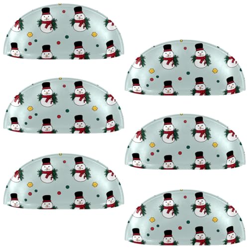 RODAILYCAY Schubladengriffe, Weihnachtsschneemann, halbrund, Küchengriffe, Schubladengriffe und Knäufe, Doppellochgriff für Schublade, Schrank, Kleiderschrank, 6 Stück von RODAILYCAY