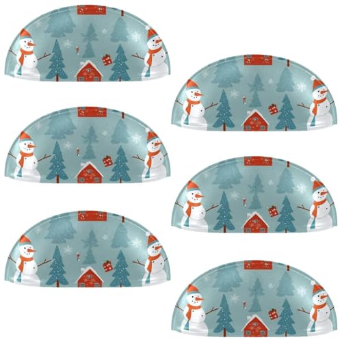 RODAILYCAY Schubladengriffe, Weihnachtsschneemann-Baum, Küchenschrankknöpfe mit Schrauben, Schubladengriffen und Knäufen, Schrankbeschläge, 6 Packungen von RODAILYCAY