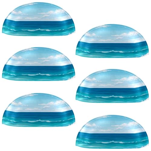 RODAILYCAY Schubladengriffe, halbrunde Schubladengriffe und Knäufe, Sommer-, Sandstrand, blauer Himmel mit Wolken, Doppellochgriff für Schublade, Schrank, Kleiderschrank, 6 Packungen von RODAILYCAY