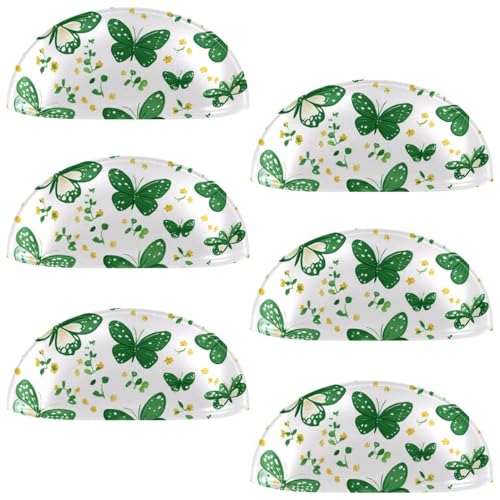 RODAILYCAY Schubladengriffe für Küchenschrank, Schublade, grüne Schmetterlings-Blume, Schrankgriffe mit Doppellöchern, Schrankknöpfe für Kommoden, Schubladen, Möbelbeschläge, 6 Packungen von RODAILYCAY