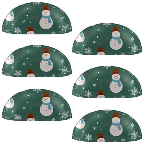 RODAILYCAY Schubladengriffe für Küchenschubladen, Weihnachtsschneemann, halbrund, Schubladengriffe und Knäufe, Doppellochgriff für Schublade, Schrank, Kleiderschrank, 6 Stück von RODAILYCAY