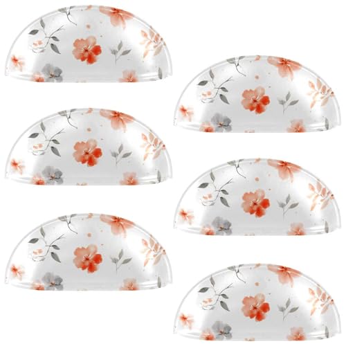RODAILYCAY Schubladengriffe mit Blumenmuster, halbrund, Küchengriffe, Schubladengriffe und Knäufe, Doppellochgriff für Schublade, Schrank, Schrank, Hardware von RODAILYCAY